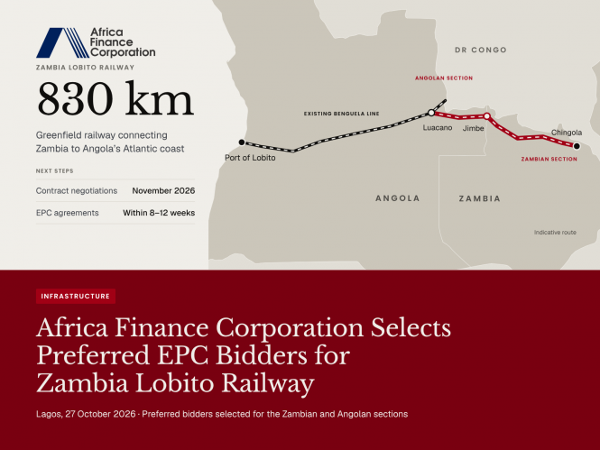 Africa Finance Corporation Selects Preferred EPC Bidders for Zambia Lobito Railway