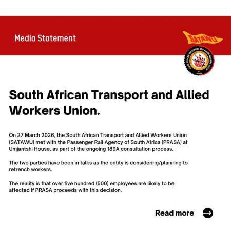 SATAWU on Prasa's Plan to Retrench Over 500 Workers